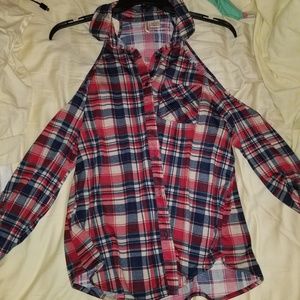 Cold shoulder flannel